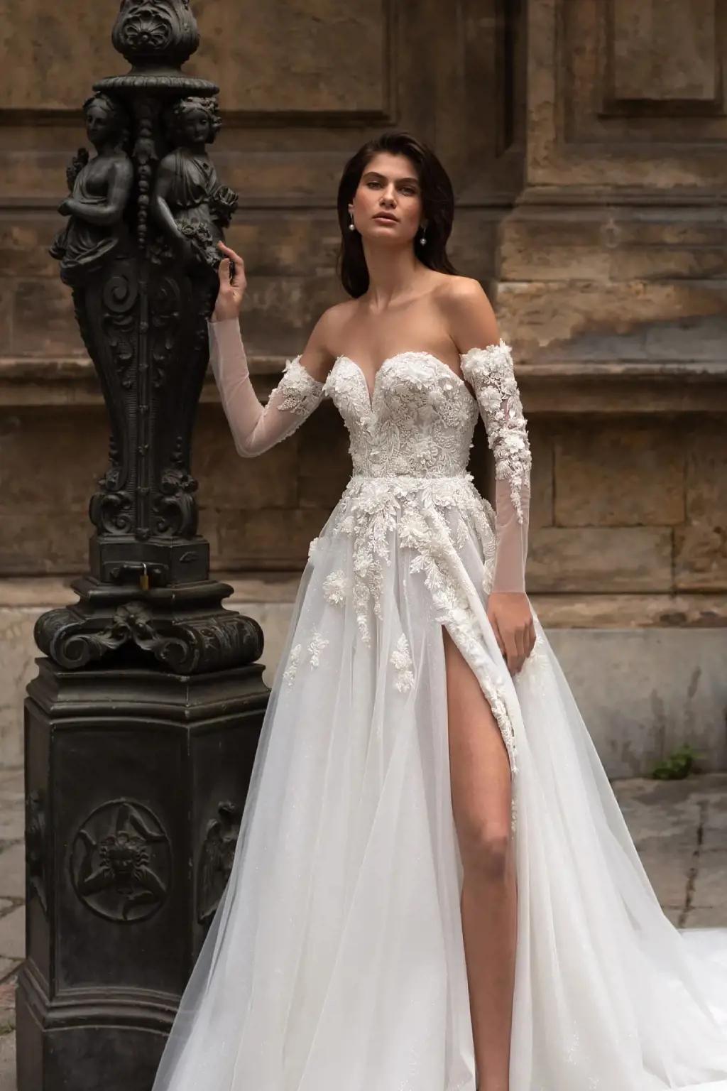 Model wearing a Eva Lendel gown
